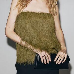 H&M Fringed Strappy Top in Golden Olive NWOT